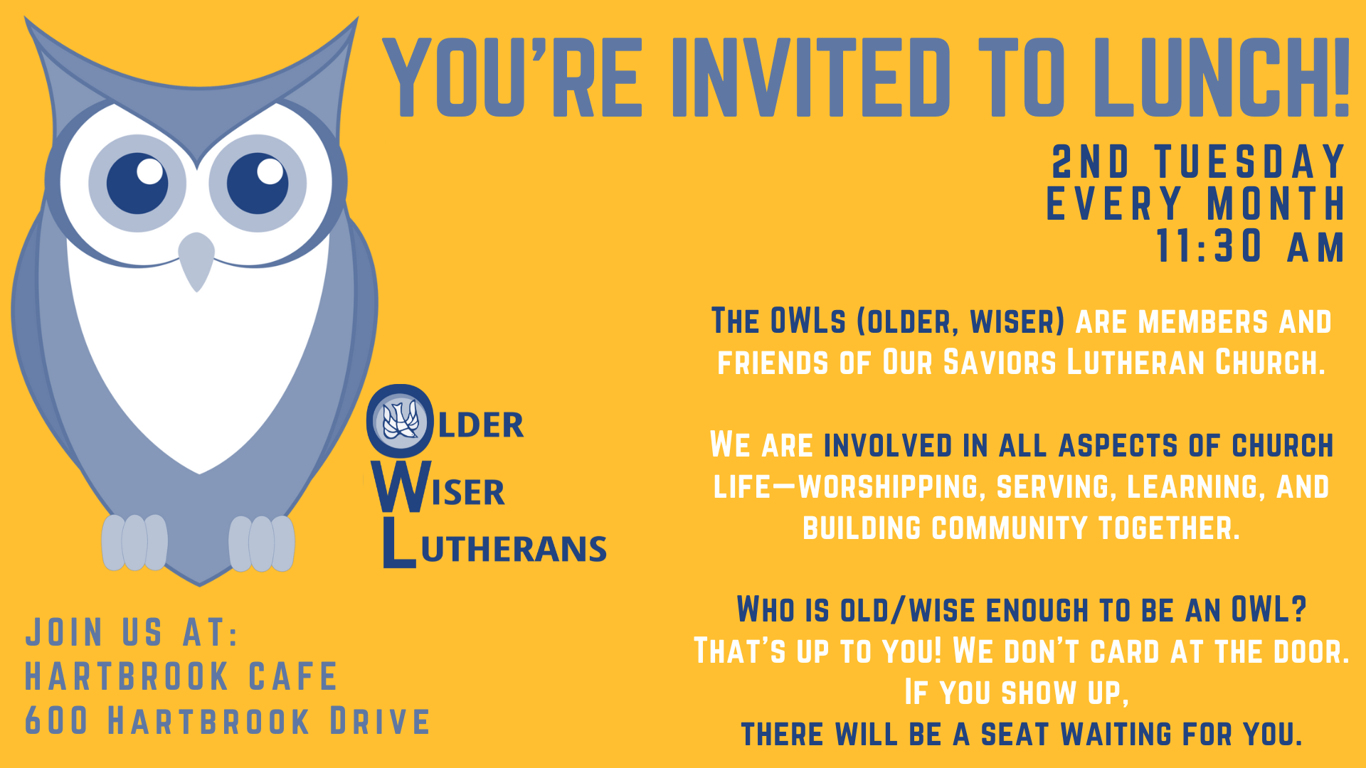 The OWLs (Older, Wiser Lutherans) Meetup - Our Saviors Evangelical Lutheran